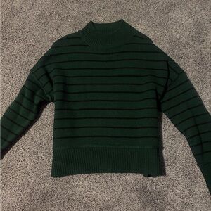 Green and Black Striped Sweater